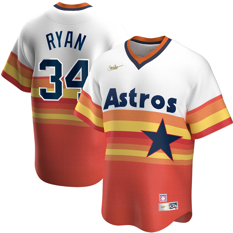2020 MLB Men Houston Astros 34 Nolan Ryan Nike White Home Cooperstown Collection Player Jersey 1